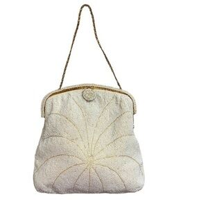 Jorelle vintage white beaded evening bag handmade in France